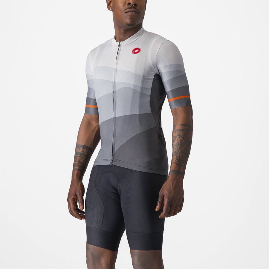 Dark Grey / Silver Grey Men Castelli ORIZZONTE Jersey | 510689-VXH