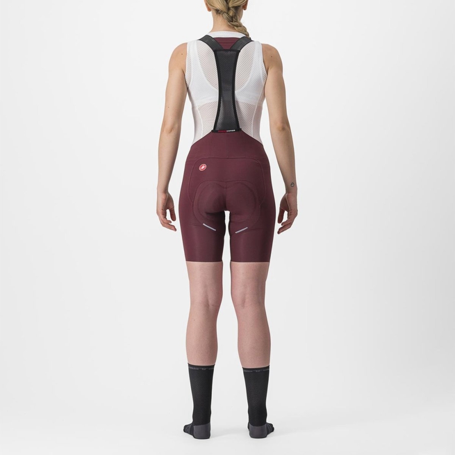 Deep Burgundy Women Castelli FREE AERO RC W Bib Shorts | 807629-LUB