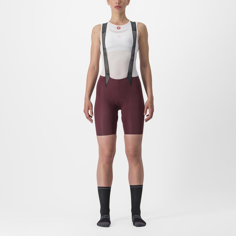 Deep Burgundy Women Castelli FREE AERO RC W Bib Shorts | 807629-LUB