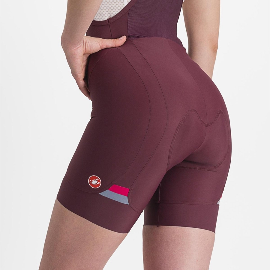 Deep Burgundy / Red Women Castelli PRIMA Bib Shorts | 852170-XTJ