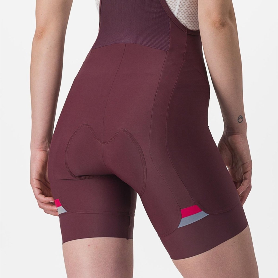 Deep Burgundy / Red Women Castelli PRIMA Bib Shorts | 852170-XTJ