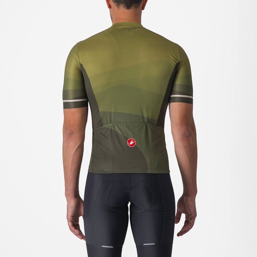 Deep Green / Olive / Silver Men Castelli ORIZZONTE Jersey | 158674-JLU