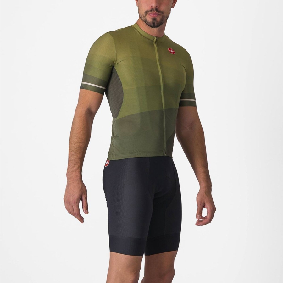 Deep Green / Olive / Silver Men Castelli ORIZZONTE Jersey | 158674-JLU