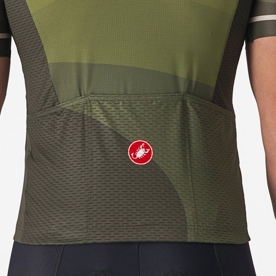 Deep Green / Olive / Silver Men Castelli ORIZZONTE Jersey | 158674-JLU