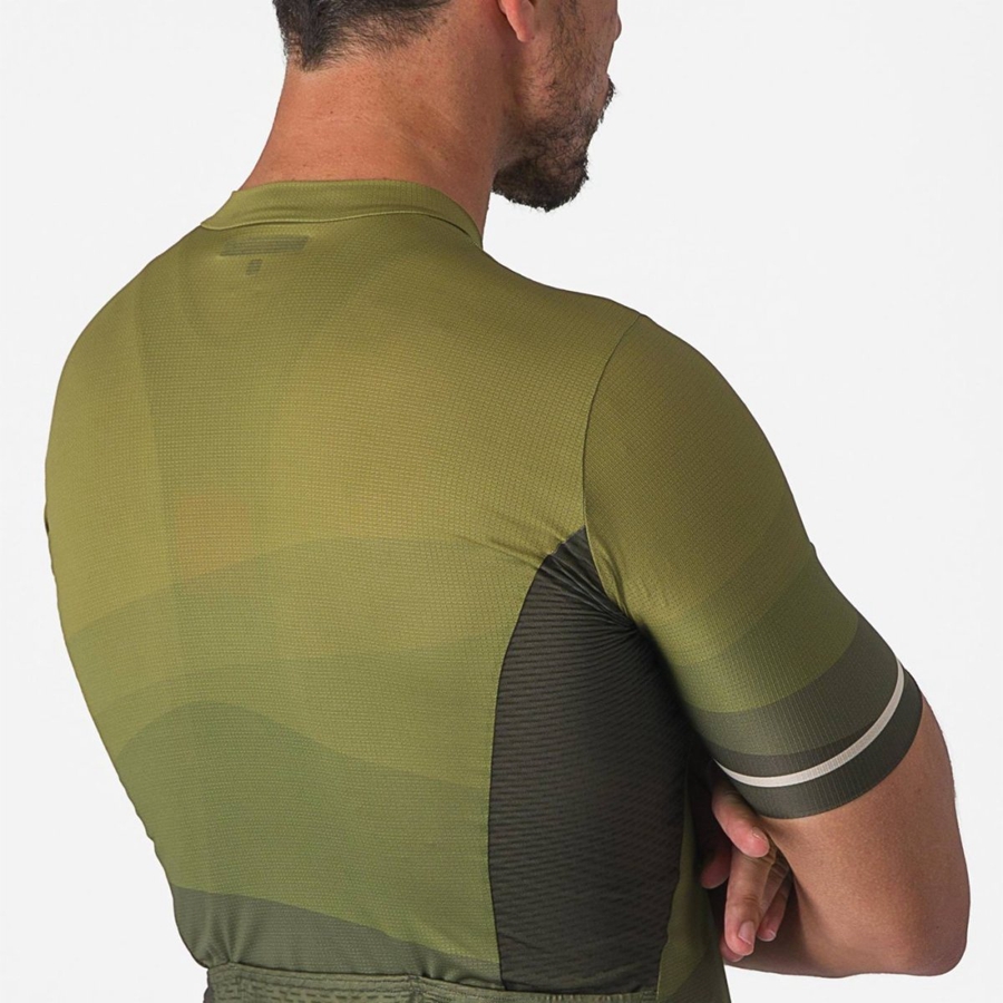 Deep Green / Olive / Silver Men Castelli ORIZZONTE Jersey | 158674-JLU