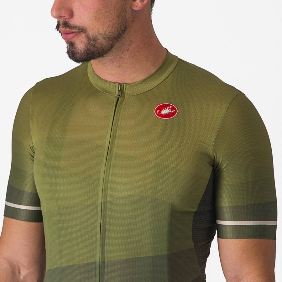 Deep Green / Olive / Silver Men Castelli ORIZZONTE Jersey | 158674-JLU