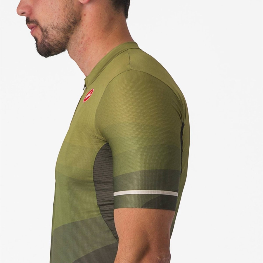 Deep Green / Olive / Silver Men Castelli ORIZZONTE Jersey | 158674-JLU