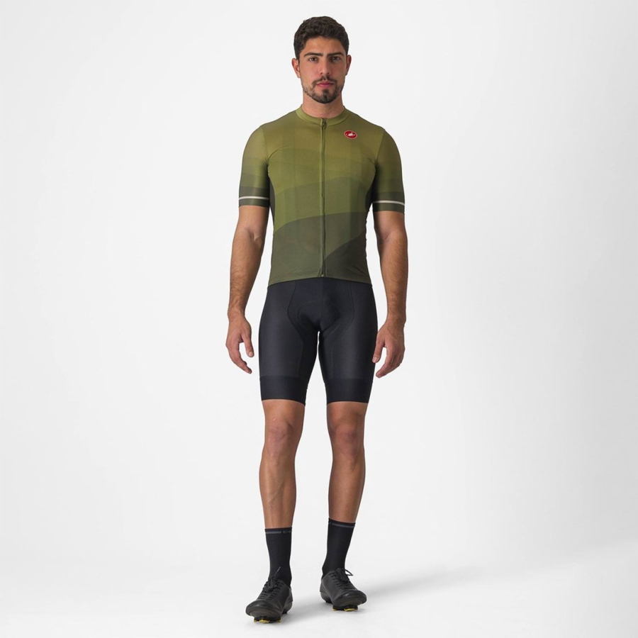 Deep Green / Olive / Silver Men Castelli ORIZZONTE Jersey | 158674-JLU