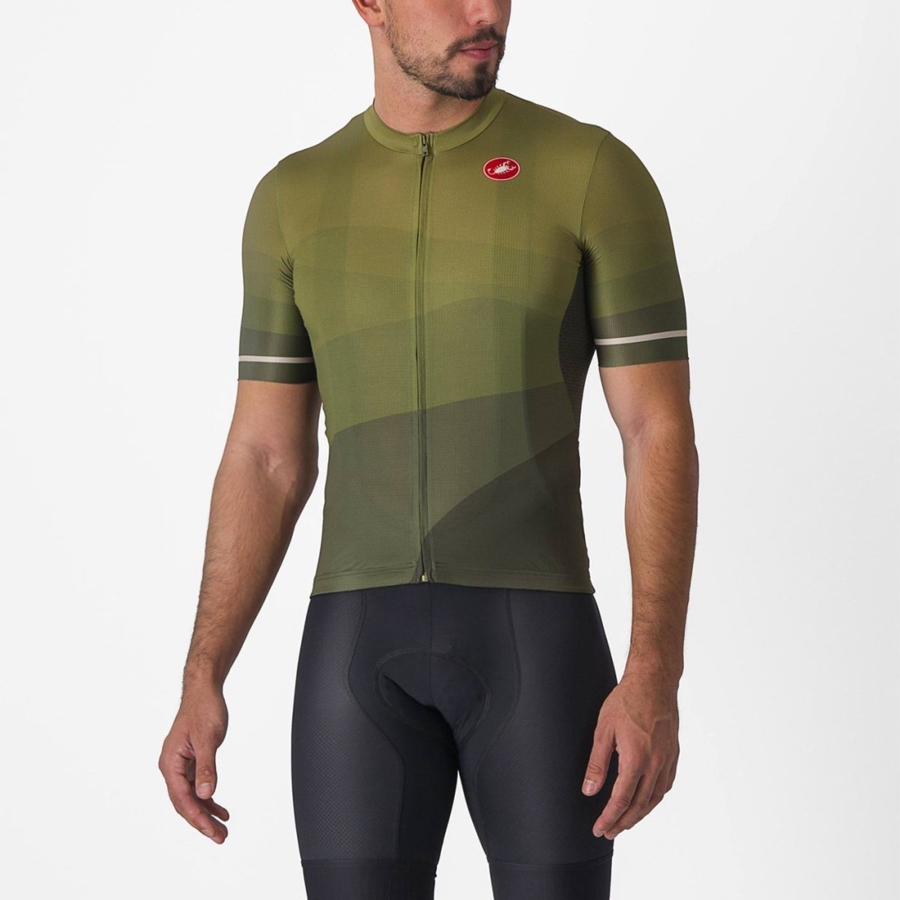 Deep Green / Olive / Silver Men Castelli ORIZZONTE Jersey | 158674-JLU