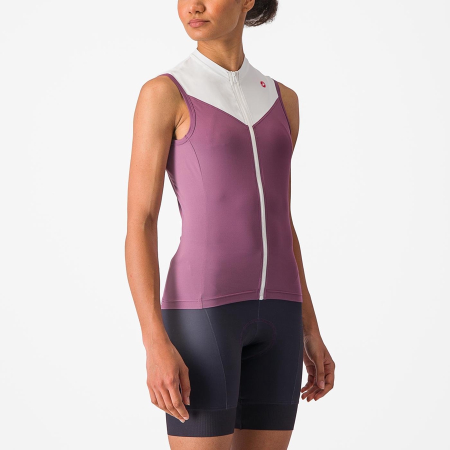 Deep Purple / White Women Castelli SOLARIS SLEEVELESS Jersey | 230548-JFM