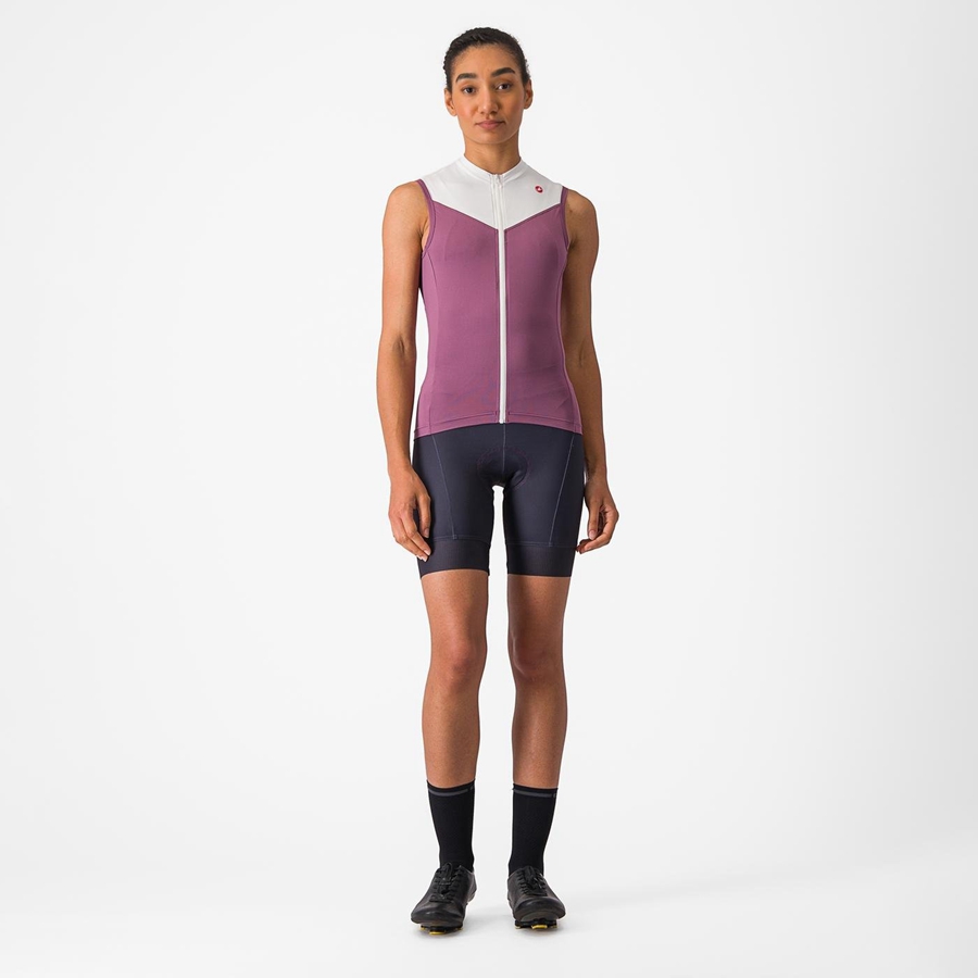 Deep Purple / White Women Castelli SOLARIS SLEEVELESS Jersey | 230548-JFM