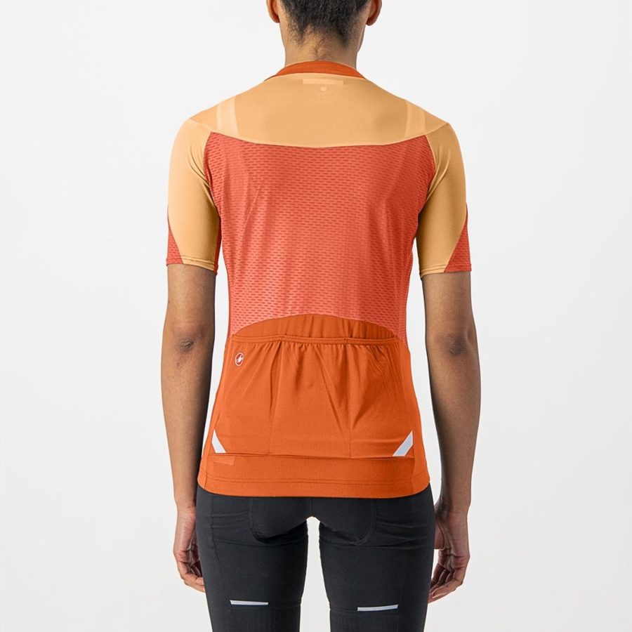 Deep Red Orange / Orange Women Castelli GRADIENT COLOR BLOCK Jersey | 689304-XJC