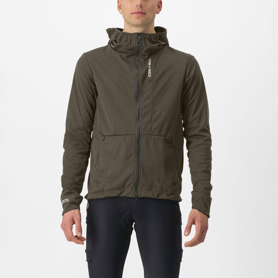 Green Men Castelli TRAIL HOODIE Jackets | 517680-GQS