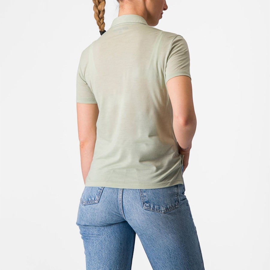 Green Women Castelli MERINO W POLO Casual | 942817-QBT