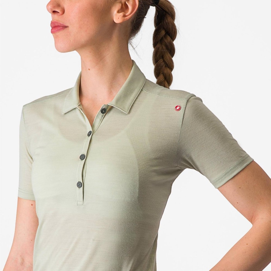 Green Women Castelli MERINO W POLO Casual | 942817-QBT