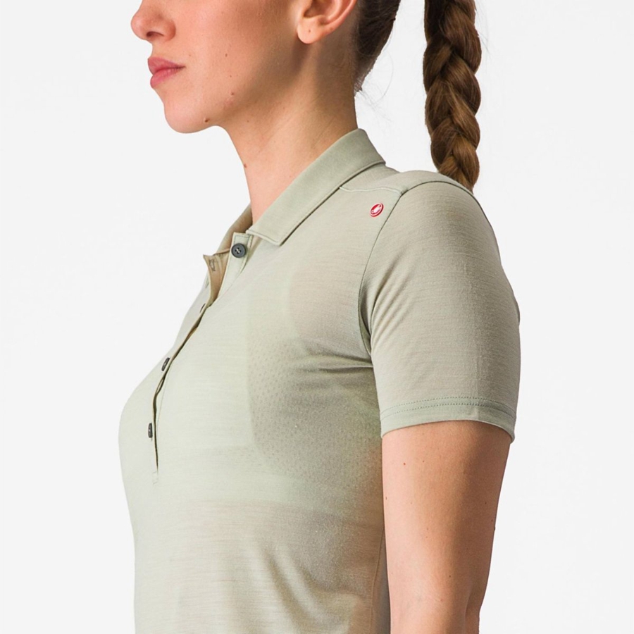 Green Women Castelli MERINO W POLO Casual | 942817-QBT