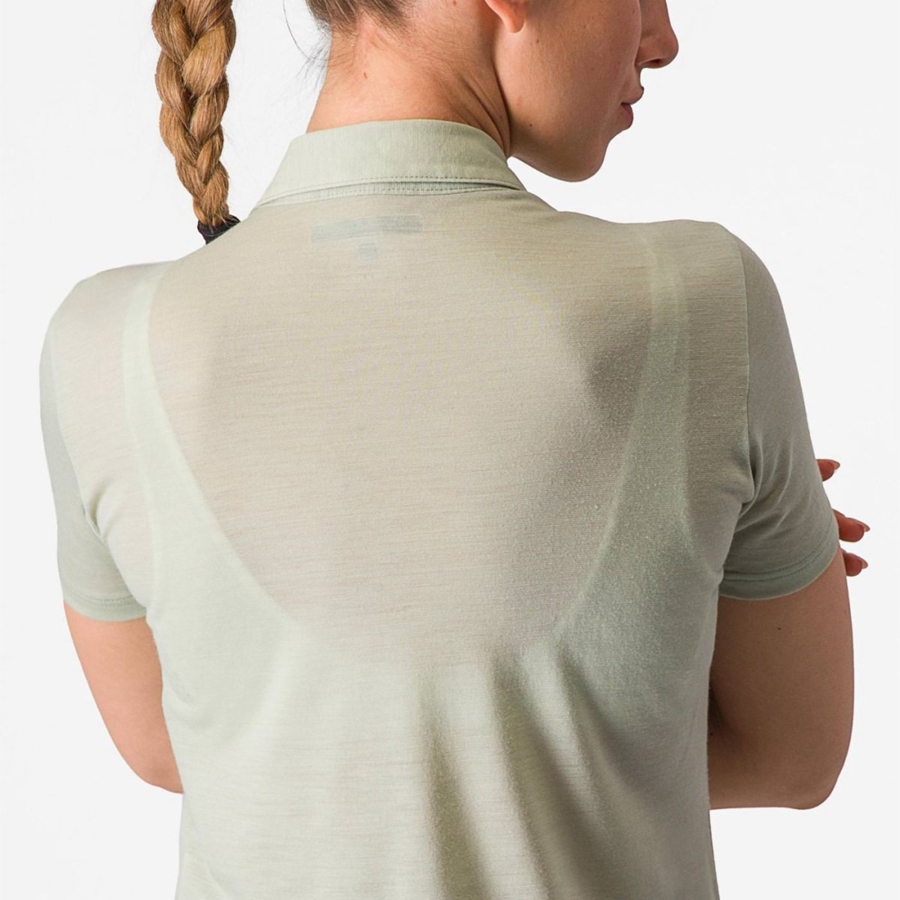 Green Women Castelli MERINO W POLO Casual | 942817-QBT