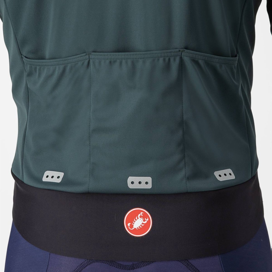 Green / Black Men Castelli ALPHA DOPPIO ROS Jackets | 234675-EHS