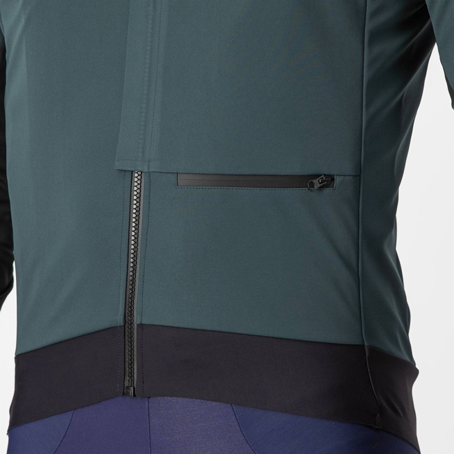 Green / Black Men Castelli ALPHA DOPPIO ROS Jackets | 234675-EHS