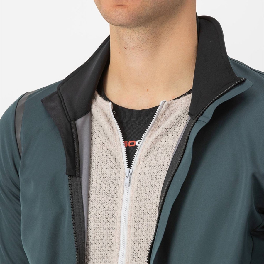 Green / Black Men Castelli ALPHA DOPPIO ROS Jackets | 234675-EHS