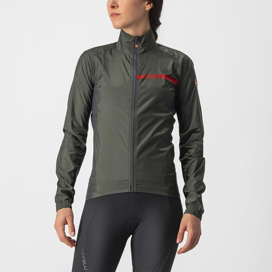 Green / Dark Grey Women Castelli SQUADRA STRETCH W Protection | 653918-EVN