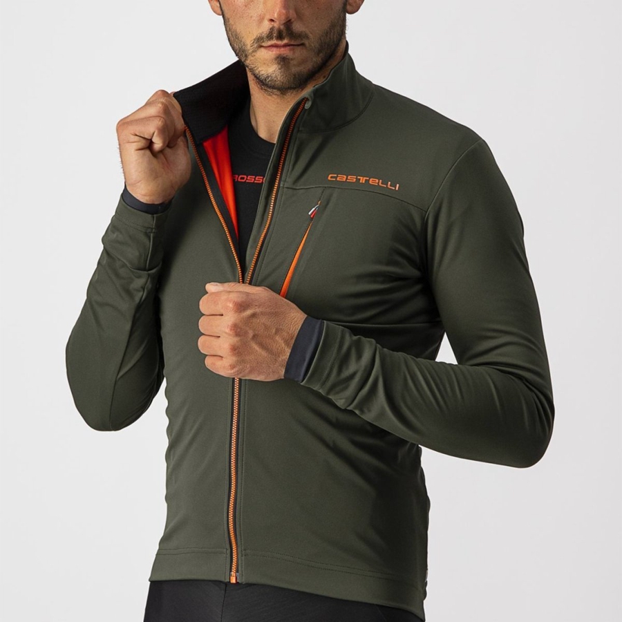 Green / Red Men Castelli GO Jackets | 407592-CGK