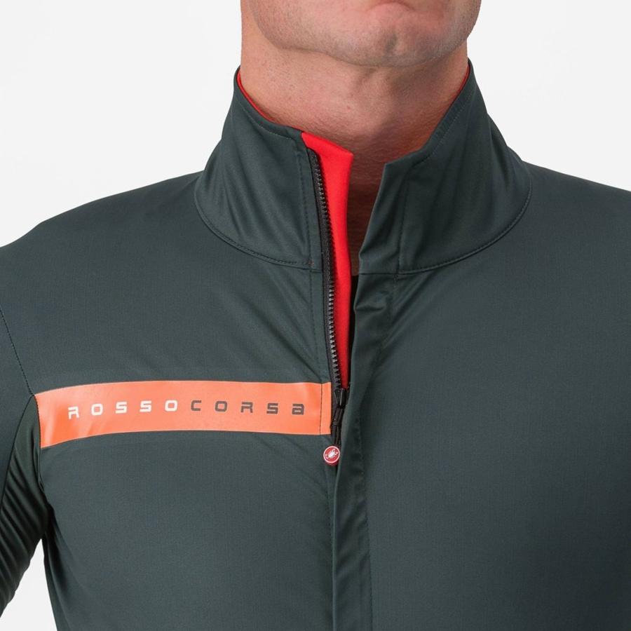 Green / Red Orange Men Castelli BETA RoS Jackets | 138096-ATY