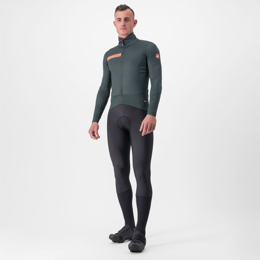 Green / Red Orange Men Castelli BETA RoS Jackets | 138096-ATY