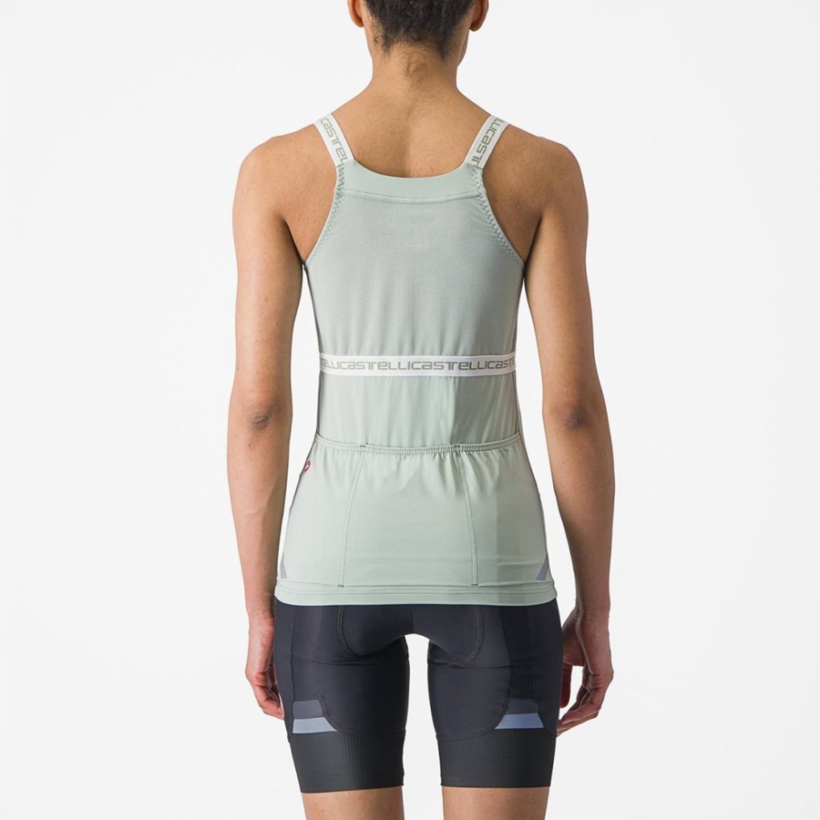 Green / White Women Castelli BAVETTE TOP Jersey | 245019-ZXW