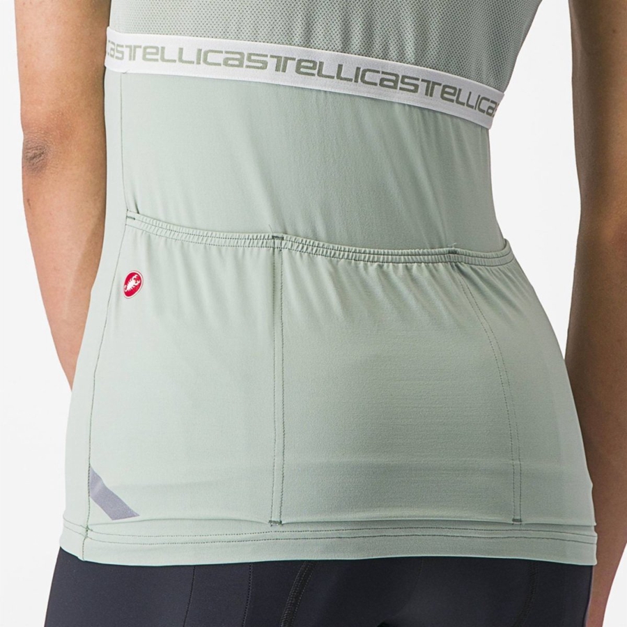 Green / White Women Castelli BAVETTE TOP Jersey | 245019-ZXW