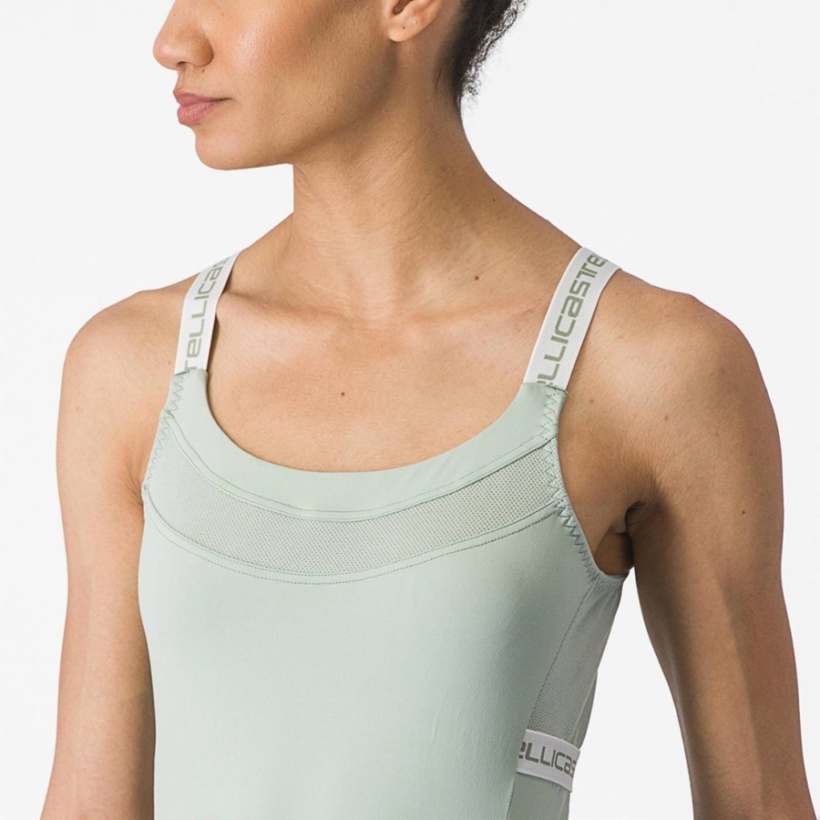 Green / White Women Castelli BAVETTE TOP Jersey | 245019-ZXW