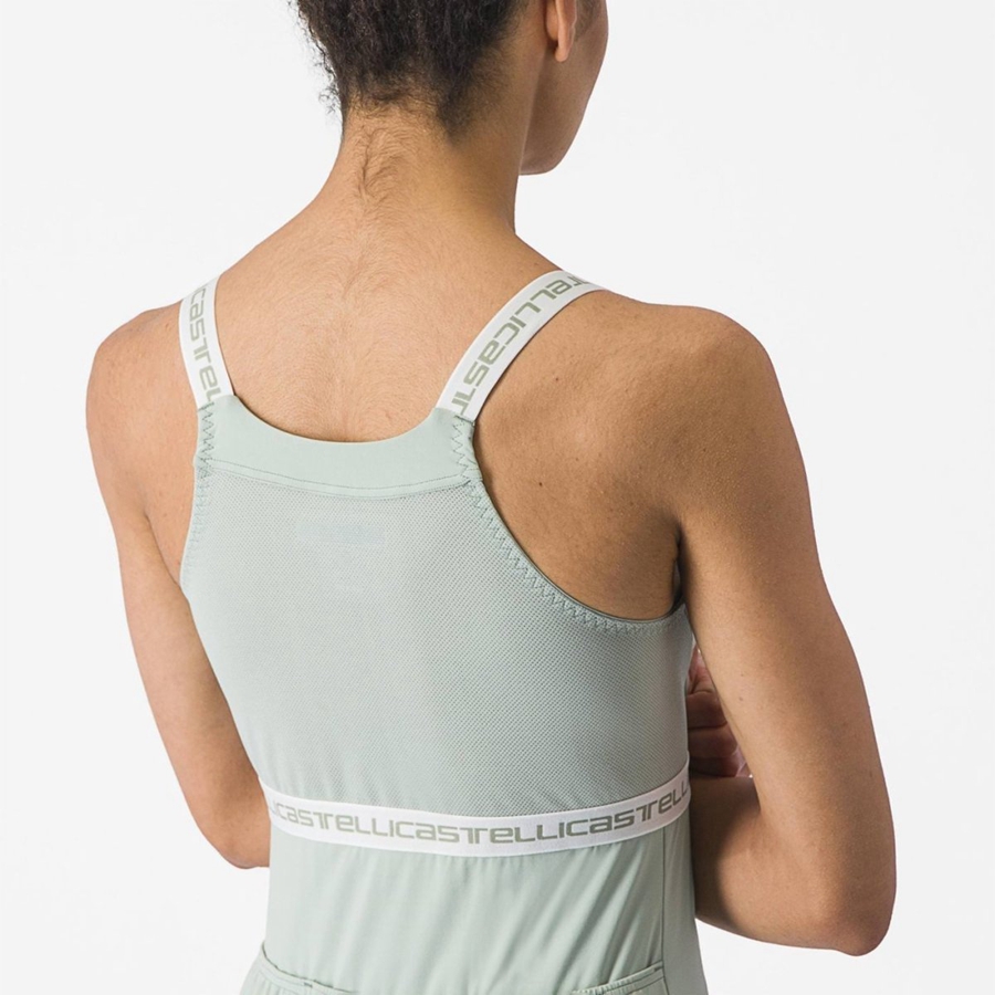 Green / White Women Castelli BAVETTE TOP Jersey | 245019-ZXW