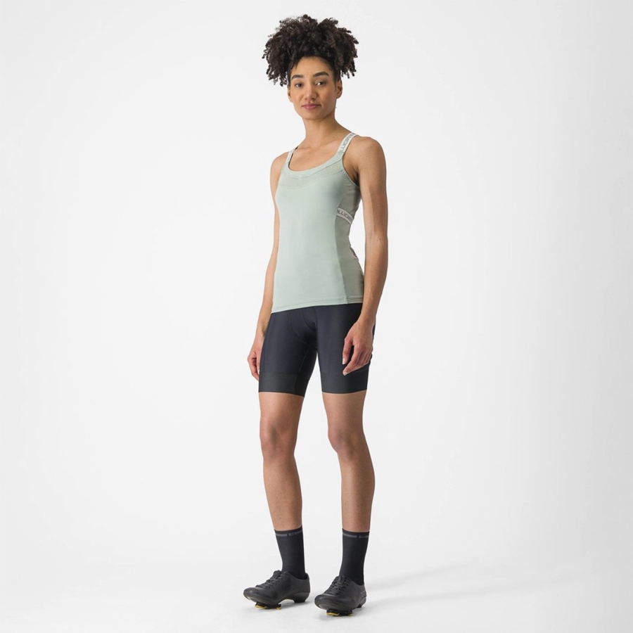 Green / White Women Castelli BAVETTE TOP Jersey | 245019-ZXW