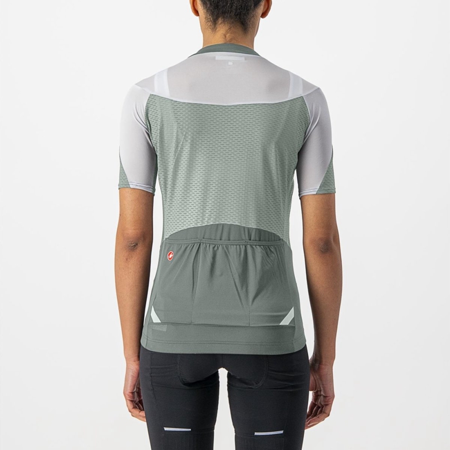 Green / White Women Castelli GRADIENT COLOR BLOCK Jersey | 308924-EXO