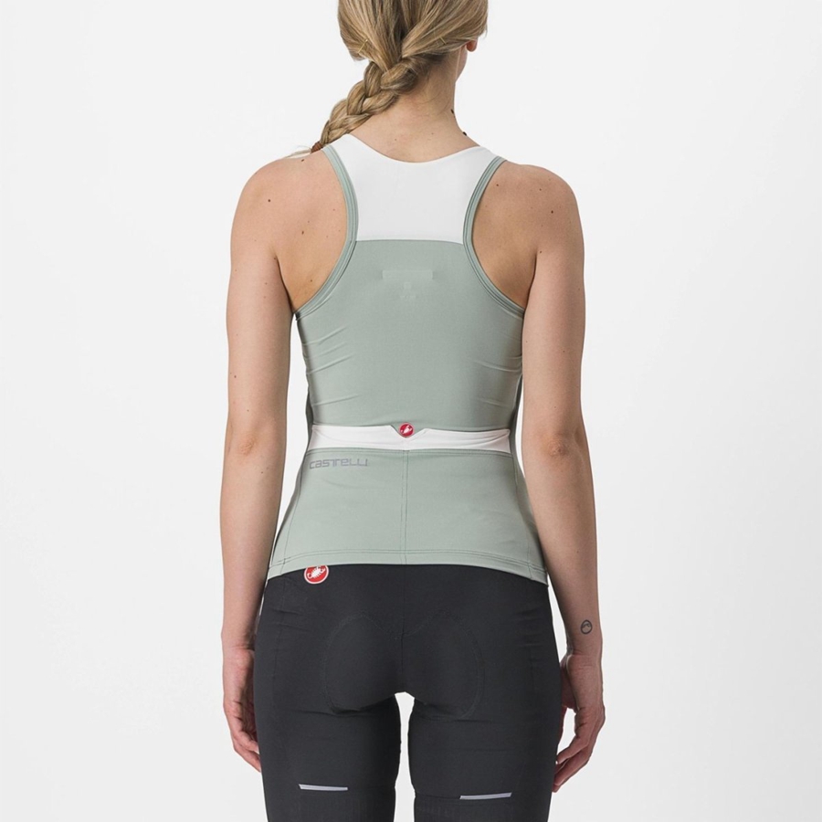 Green / White Women Castelli SOLARIS TOP Jersey | 142596-XKB