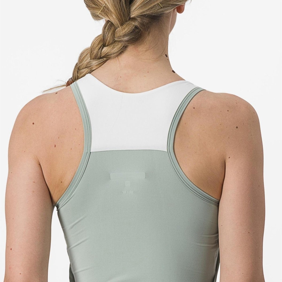 Green / White Women Castelli SOLARIS TOP Jersey | 142596-XKB