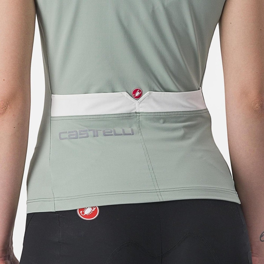 Green / White Women Castelli SOLARIS TOP Jersey | 142596-XKB