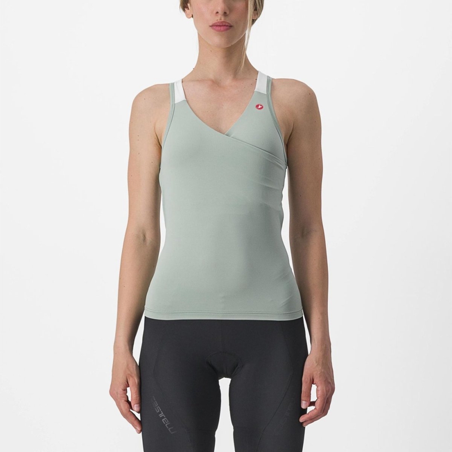 Green / White Women Castelli SOLARIS TOP Jersey | 142596-XKB