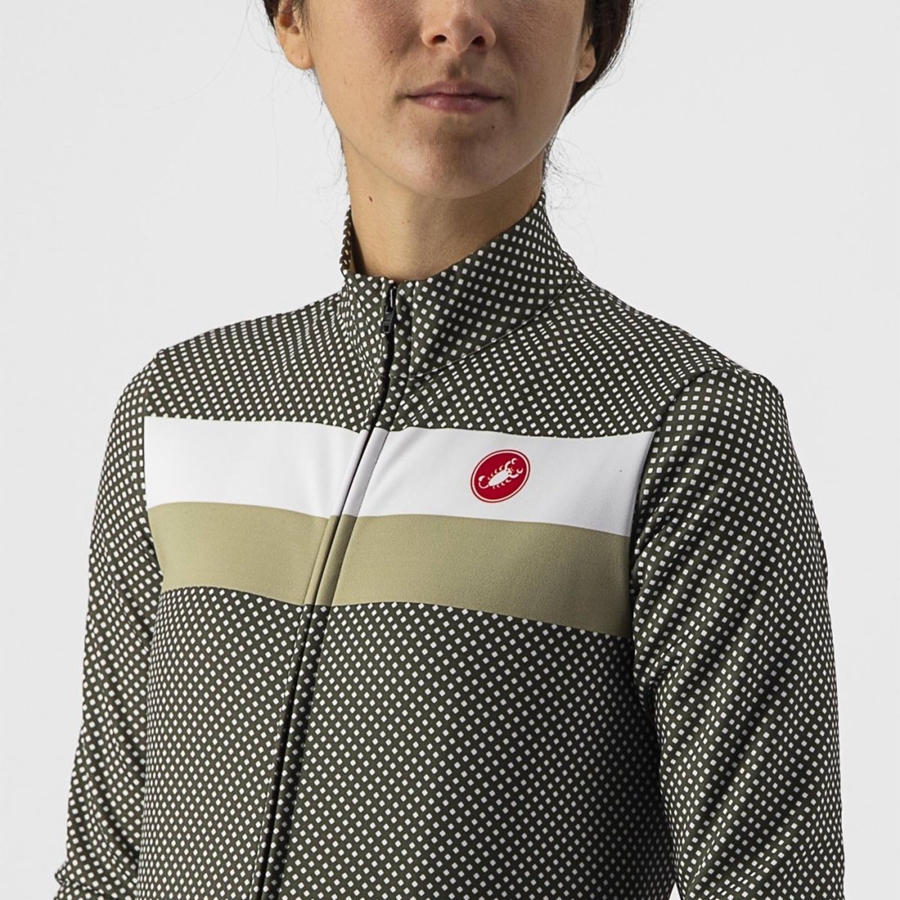 Green / White / Green Women Castelli VOLARE LS Jersey | 540897-AVB