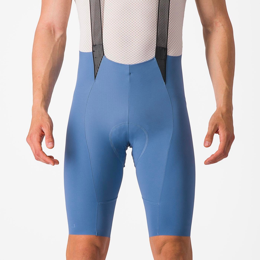 Grey Blue Men Castelli FREE AERO RC Bib Shorts | 689714-DLF