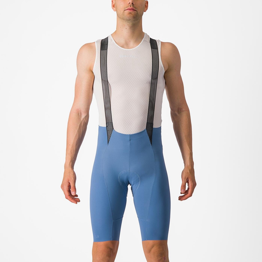 Grey Blue Men Castelli FREE AERO RC Bib Shorts | 689714-DLF