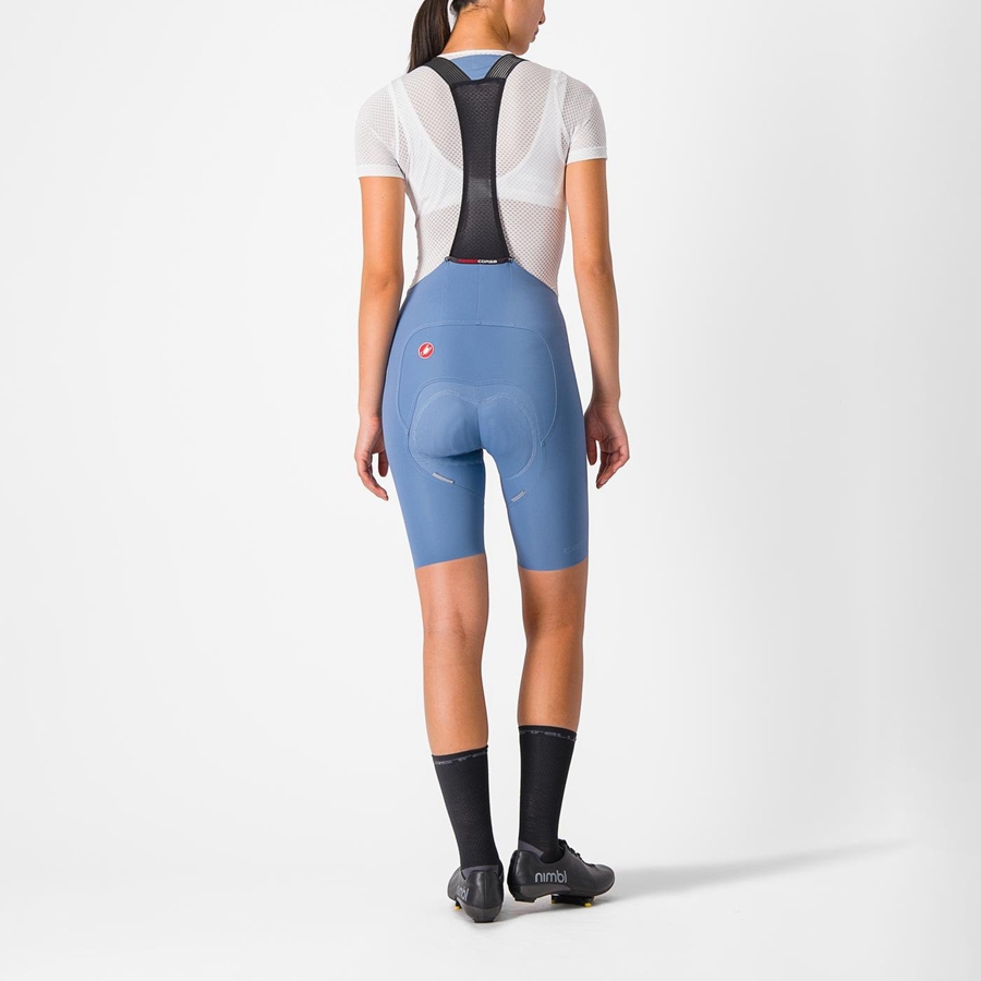 Grey Blue Women Castelli FREE AERO RC W Bib Shorts | 392584-SMR