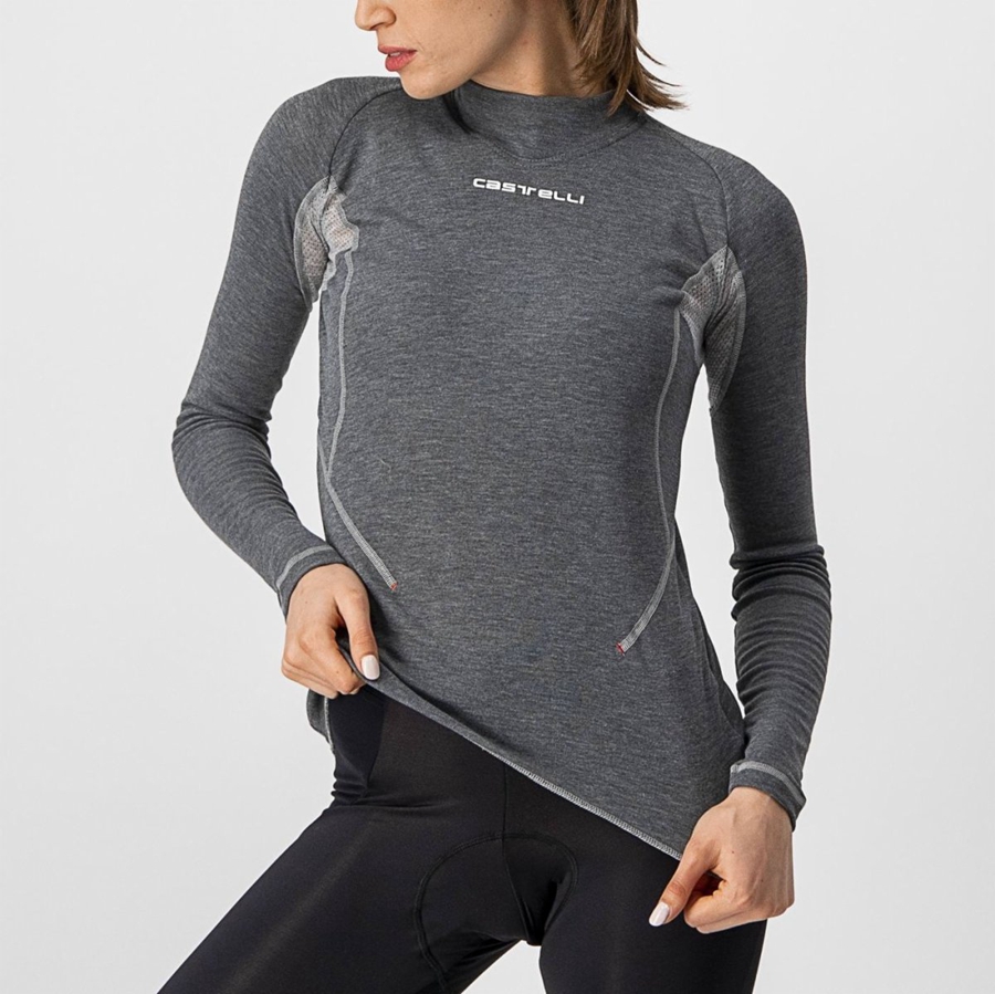 Grey Women Castelli FLANDERS 2 W WARM LONG SLEEVE Base Layer | 340987-VHJ