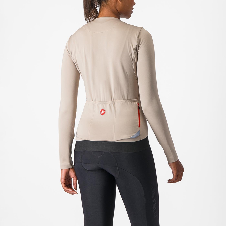 Grey Women Castelli FLY LS W Jersey | 367219-BUR