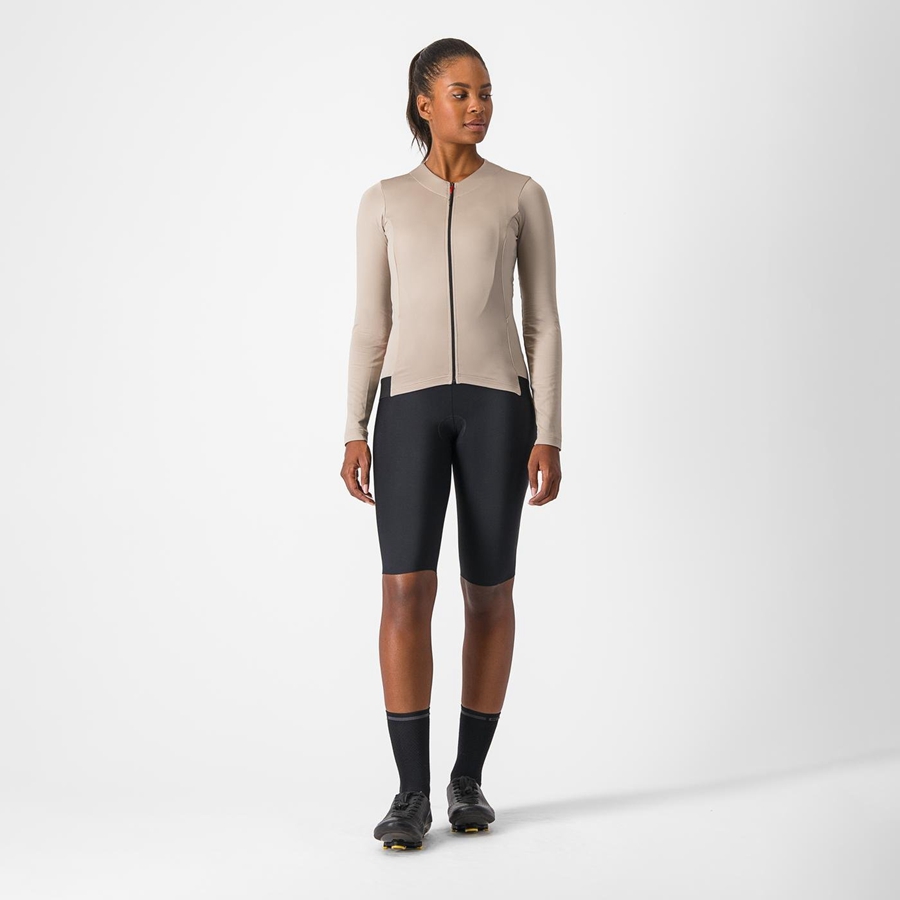 Grey Women Castelli FLY LS W Jersey | 367219-BUR