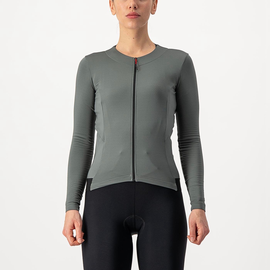 Grey Women Castelli FLY LS W Jersey | 874203-FGT