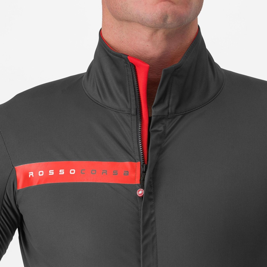 Grey / Dark Grey / Red Men Castelli BETA RoS Jackets | 769143-KMF