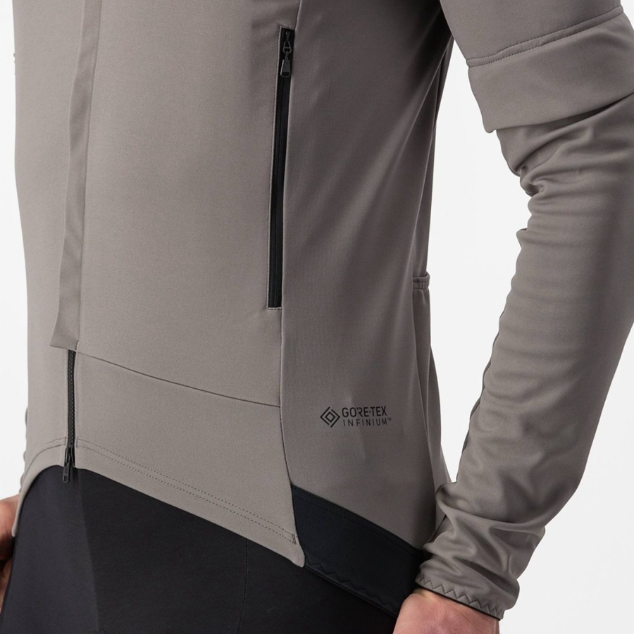 Grey / Khaki Grey Men Castelli PERFETTO RoS 2 CONVERTIBLE Jackets | 736294-GLM