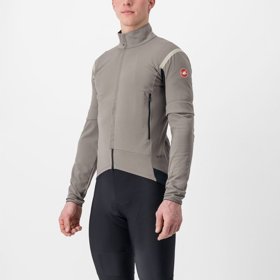 Grey / Khaki Grey Men Castelli PERFETTO RoS 2 CONVERTIBLE Jackets | 736294-GLM