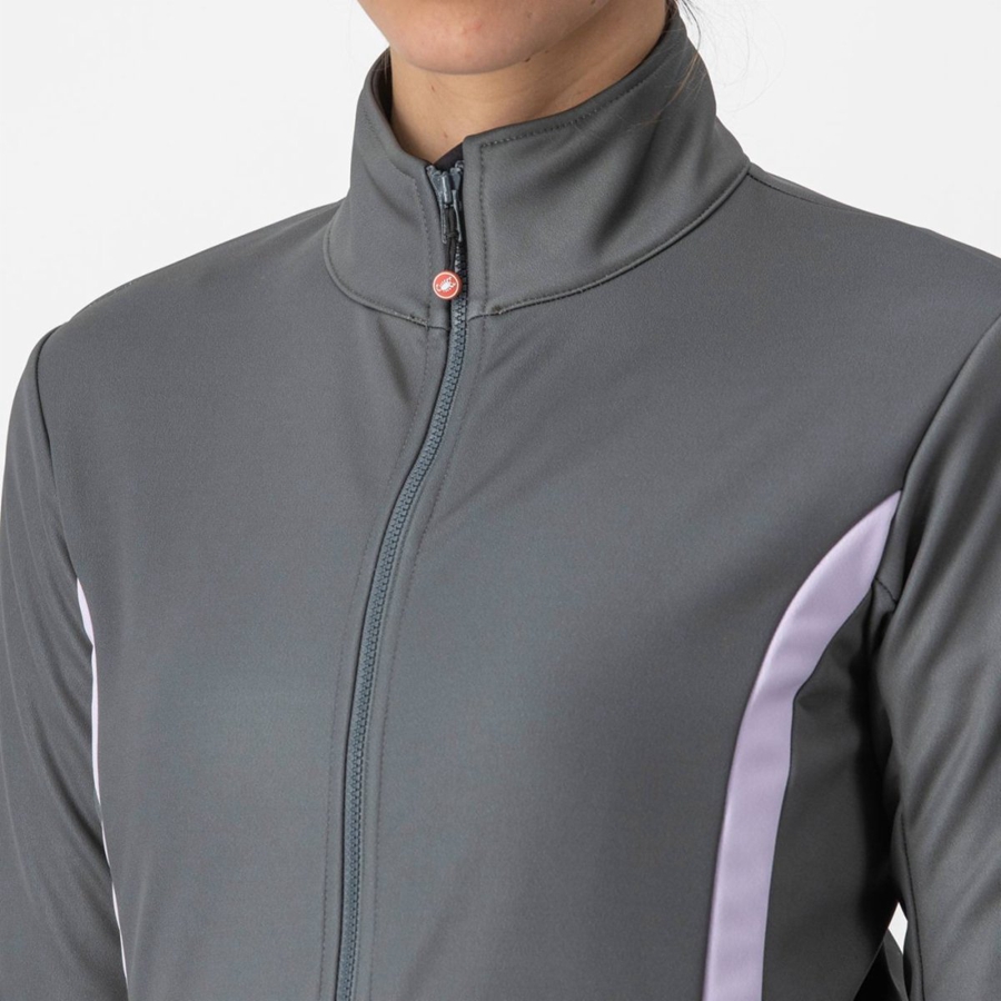 Grey / Purple Women Castelli DINAMICA 2 Jackets | 498216-JHA